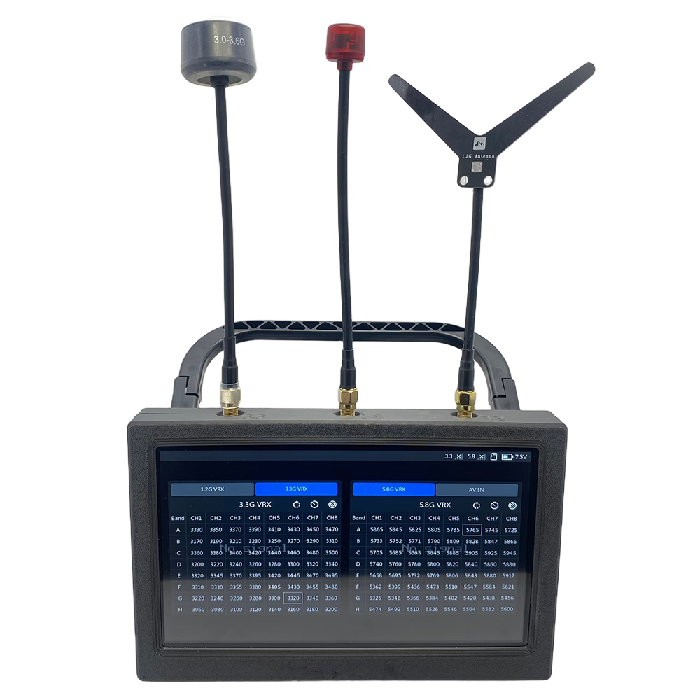 7-Inch Triple-Band FPV Video Receiver Monitor with Dual Display and DVR